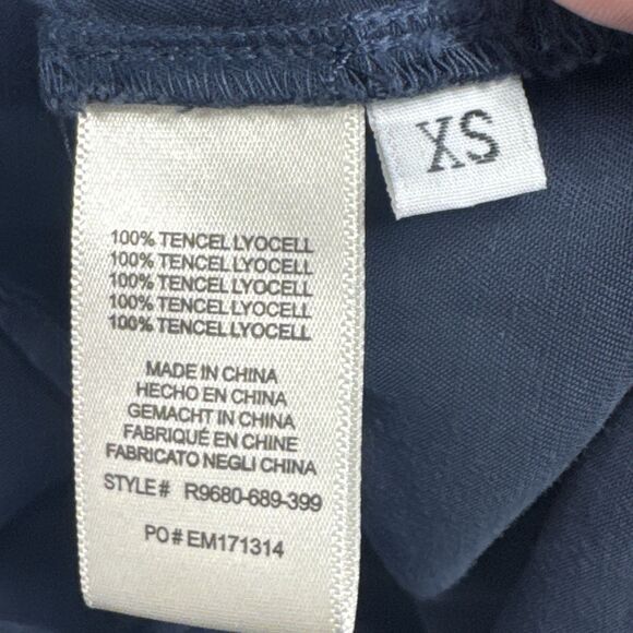 Anthropologie Cloth & Stone Frayed Ruffle Button Down Shirt - Navy - Women's XS - Picture 8 of 9